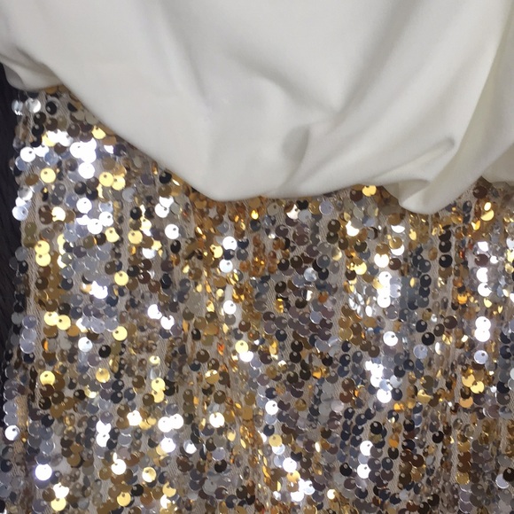 NWT White and sequin one shoulder dress - Picture 2 of 4